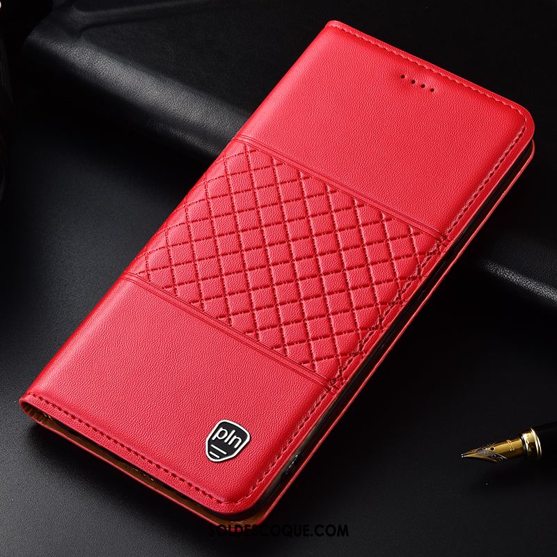 Coque Moto G7 Power Étui Étui En Cuir Rouge Plaid Téléphone Portable Soldes