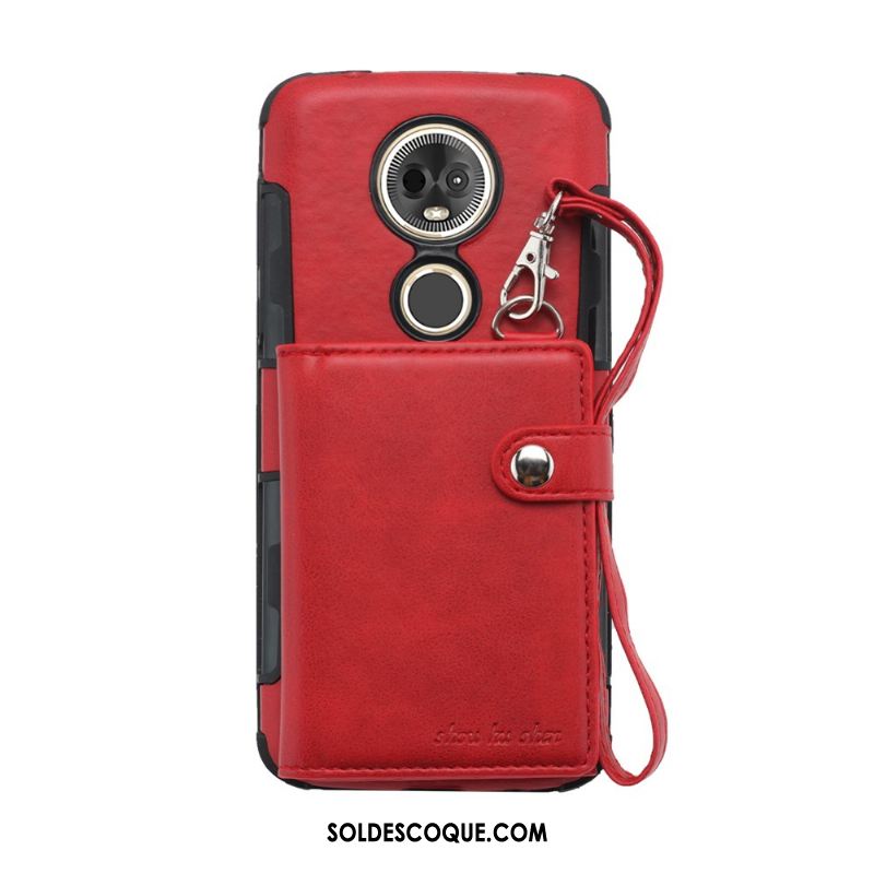 Coque Moto G7 Rouge Téléphone Portable Cuir Couleur Unie Pas Cher