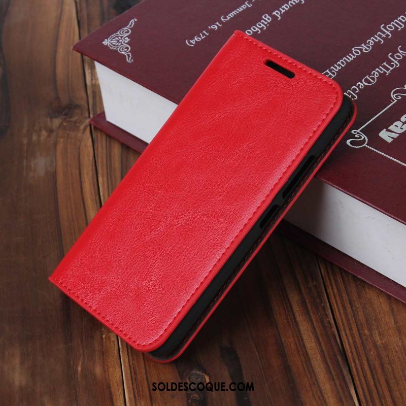 Coque Moto G8 Incassable Téléphone Portable Rouge Étui En Cuir Cuir Véritable Pas Cher