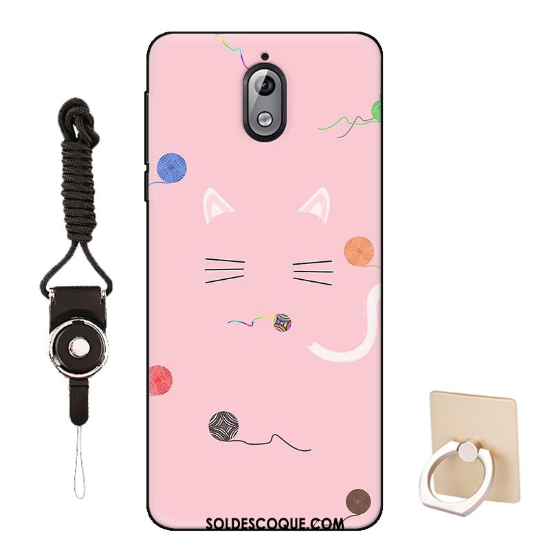 Coque Nokia 3.1 Protection Téléphone Portable Rose Silicone Chat Soldes