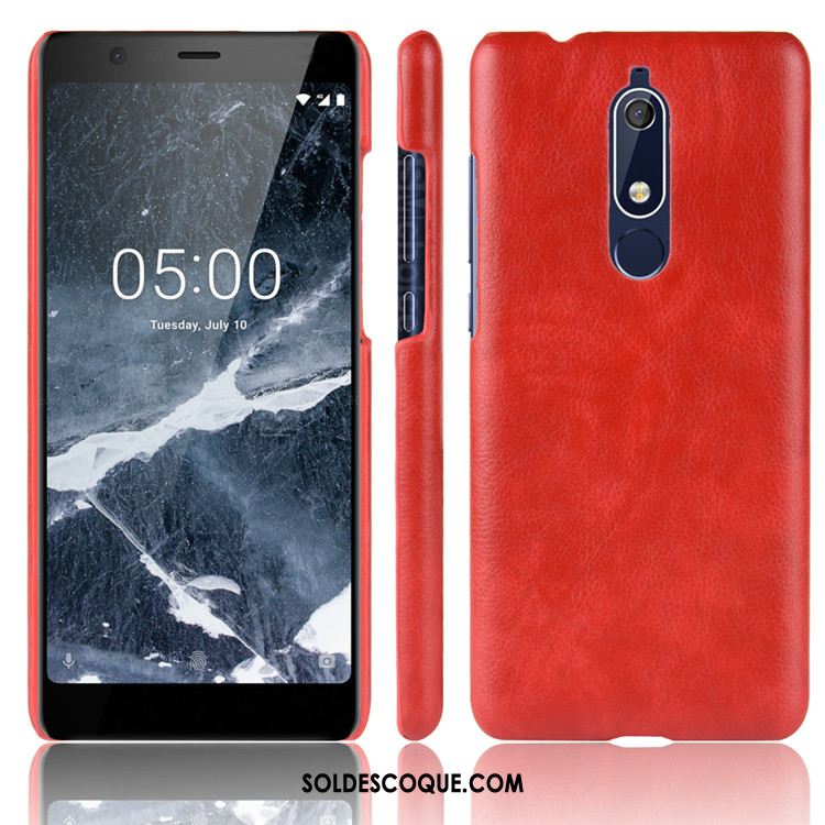 Coque Nokia 5.1 Difficile Téléphone Portable Modèle Fleurie Étui Rouge Pas Cher