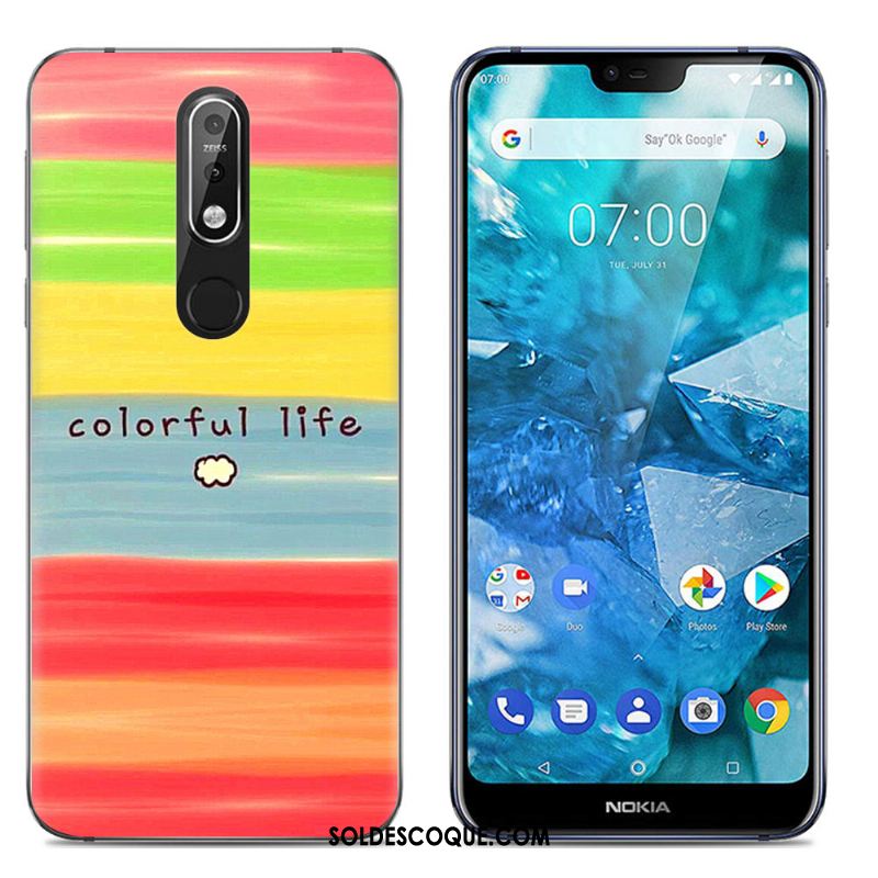 Coque Nokia 7.1 Multicolore Dessin Animé Étui Téléphone Portable Transparent Soldes