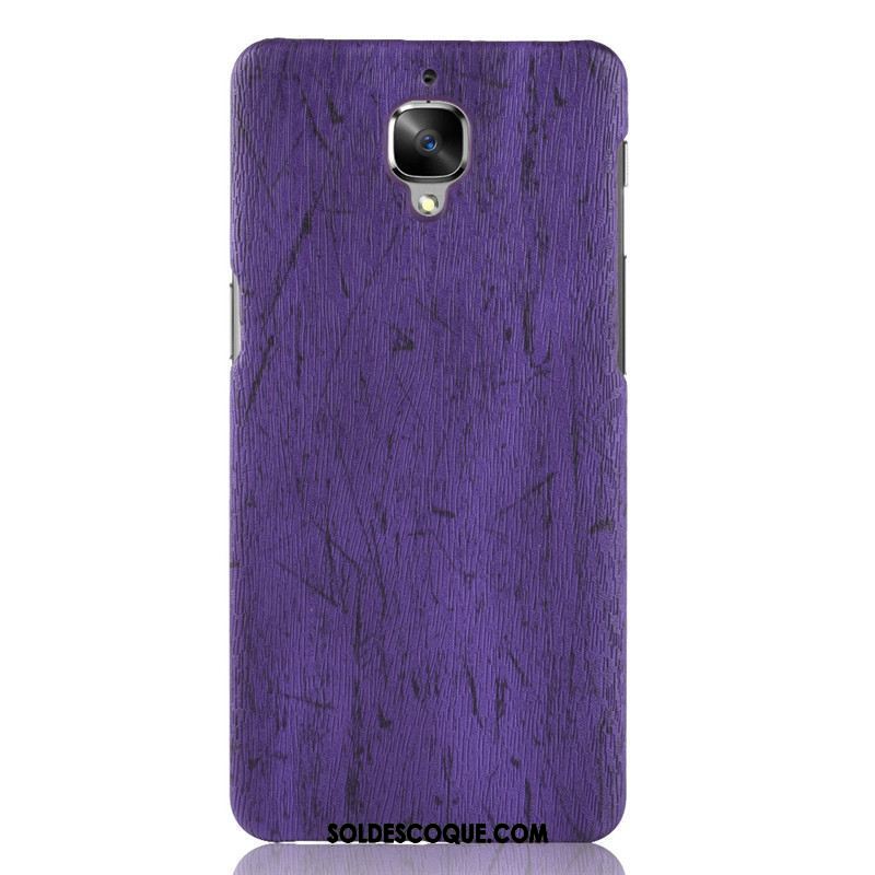 Coque Oneplus 3 Violet Incassable Téléphone Portable Cuir Grain De Bois En Ligne