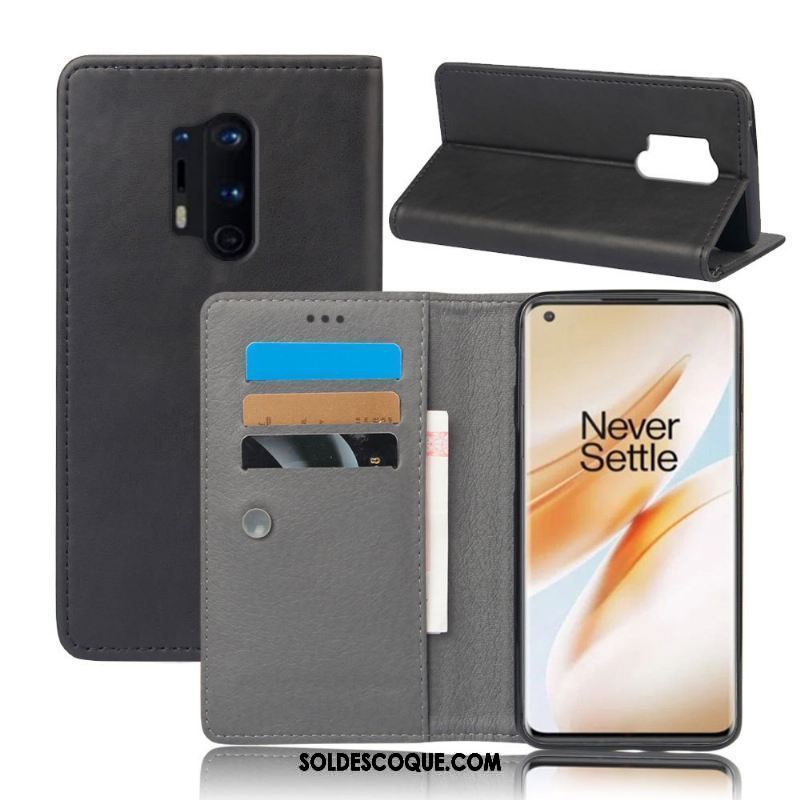 Coque Oneplus 8 Pro Portefeuille Tout Compris Téléphone Portable Protection Noir En Vente