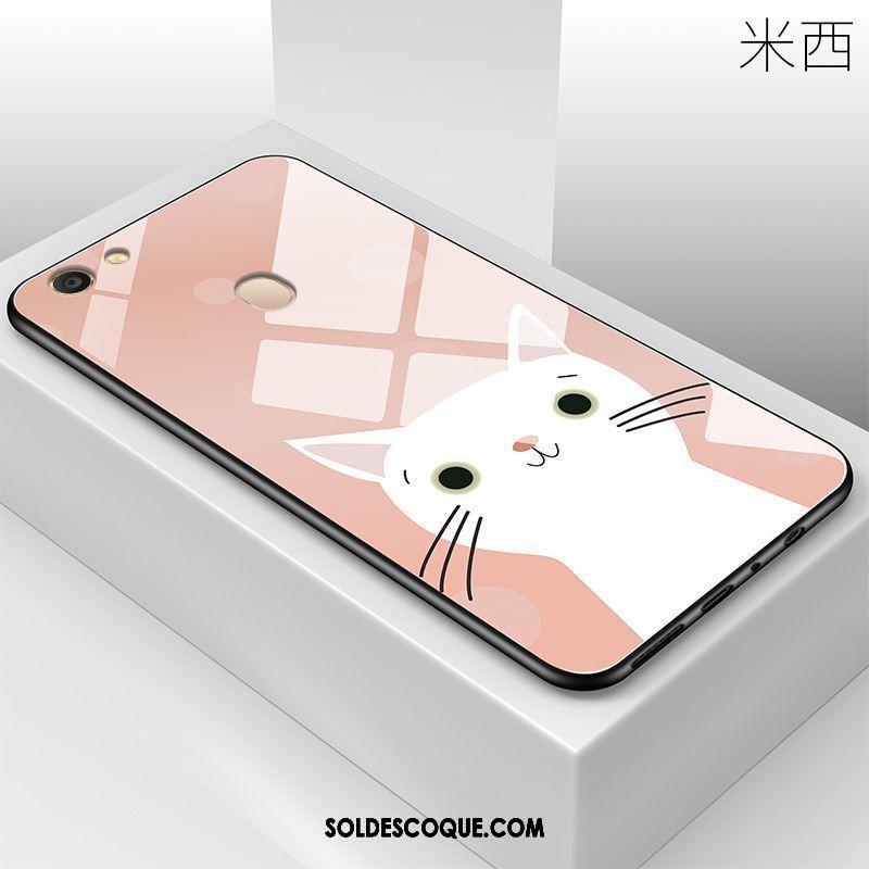 Coque Oppo A73 Rose Chat Silicone Fluide Doux Verre Soldes
