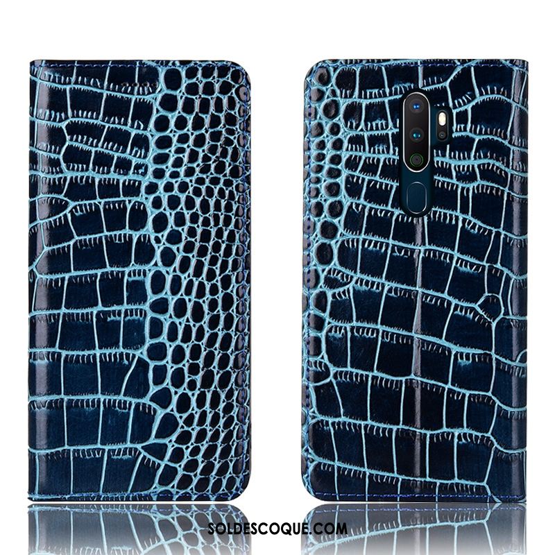 Coque Oppo A9 2020 Crocodile Étui Tout Compris Incassable Bleu Housse Soldes