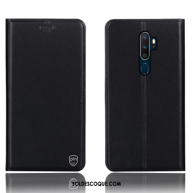 Coque Oppo A9 2020 Étui Étui En Cuir Téléphone Portable Noir Protection Pas Cher