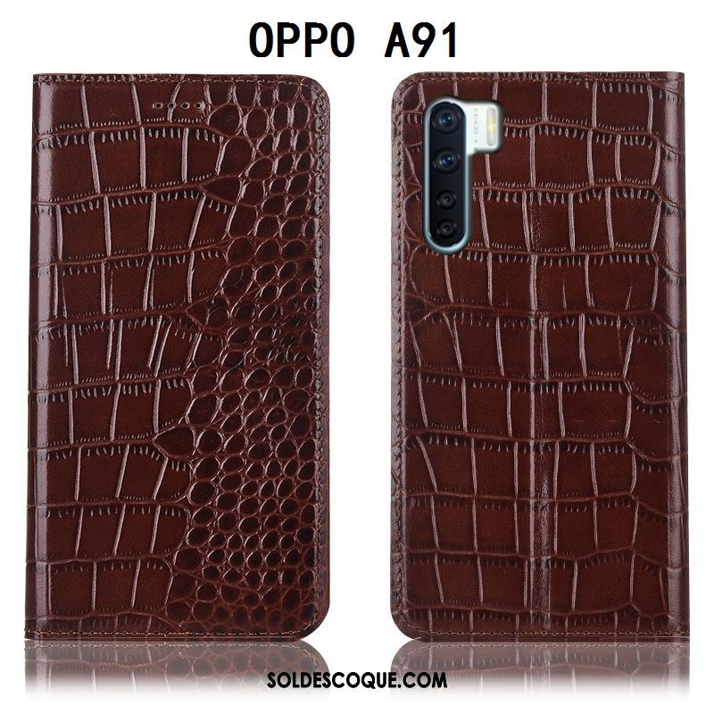 Coque Oppo A91 Protection Étui Étui En Cuir Téléphone Portable Incassable Pas Cher