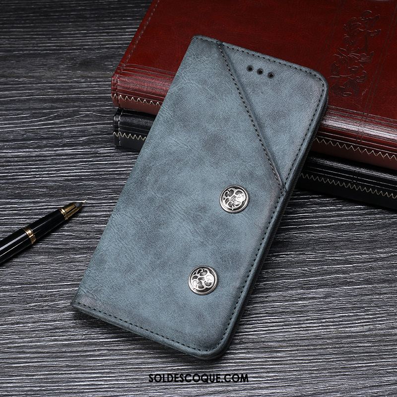 Coque Oppo Ax7 Bleu Téléphone Portable Incassable Étui Étui En Cuir Pas Cher