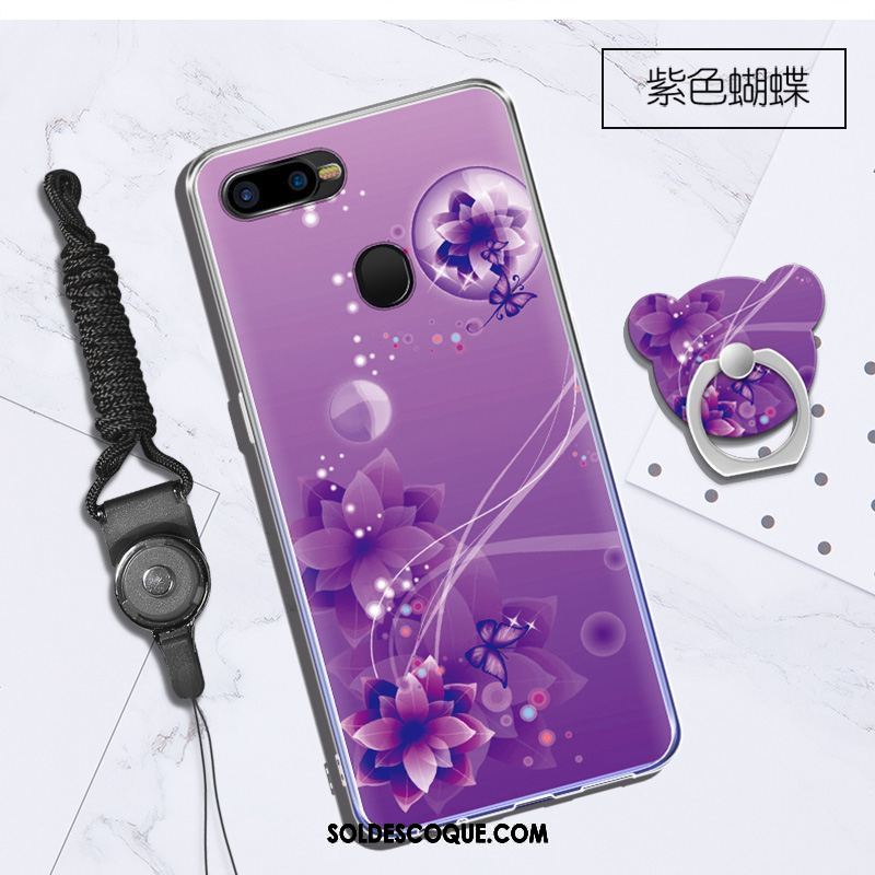 Coque Oppo F9 Personnalité Violet Téléphone Portable Anneau Transparent Pas Cher