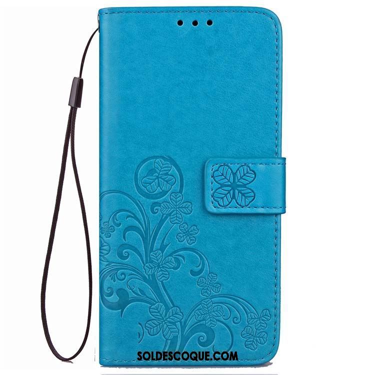 Coque Oppo F9 Étui En Cuir Incassable Bleu Protection Téléphone Portable Pas Cher