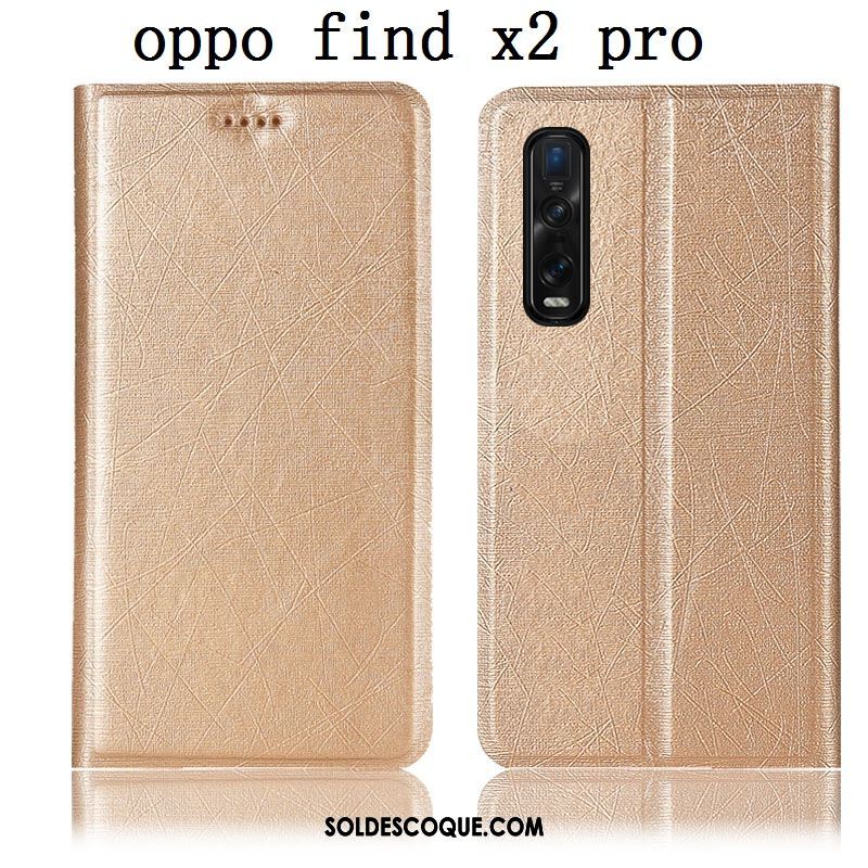 Coque Oppo Find X2 Pro Or Étui Téléphone Portable Incassable Étui En Cuir Pas Cher