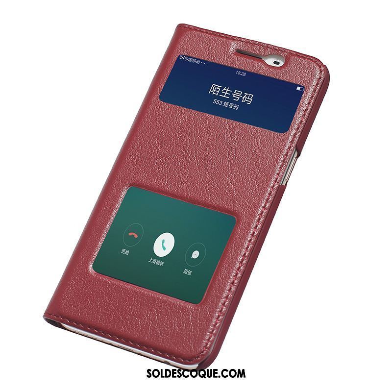 Coque Oppo R11s Vin Rouge Étui En Cuir Clamshell Téléphone Portable Cuir Véritable Pas Cher