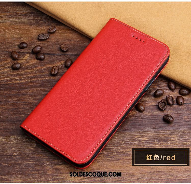 Coque Oppo R17 Pro Étui En Cuir Rouge Téléphone Portable Protection Cuir Véritable Soldes