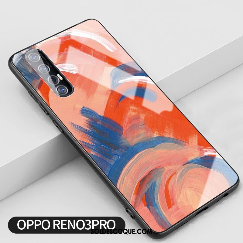 Coque Oppo Reno 3 Pro Protection Peinture À L'huile Créatif Rouge Téléphone Portable En Ligne
