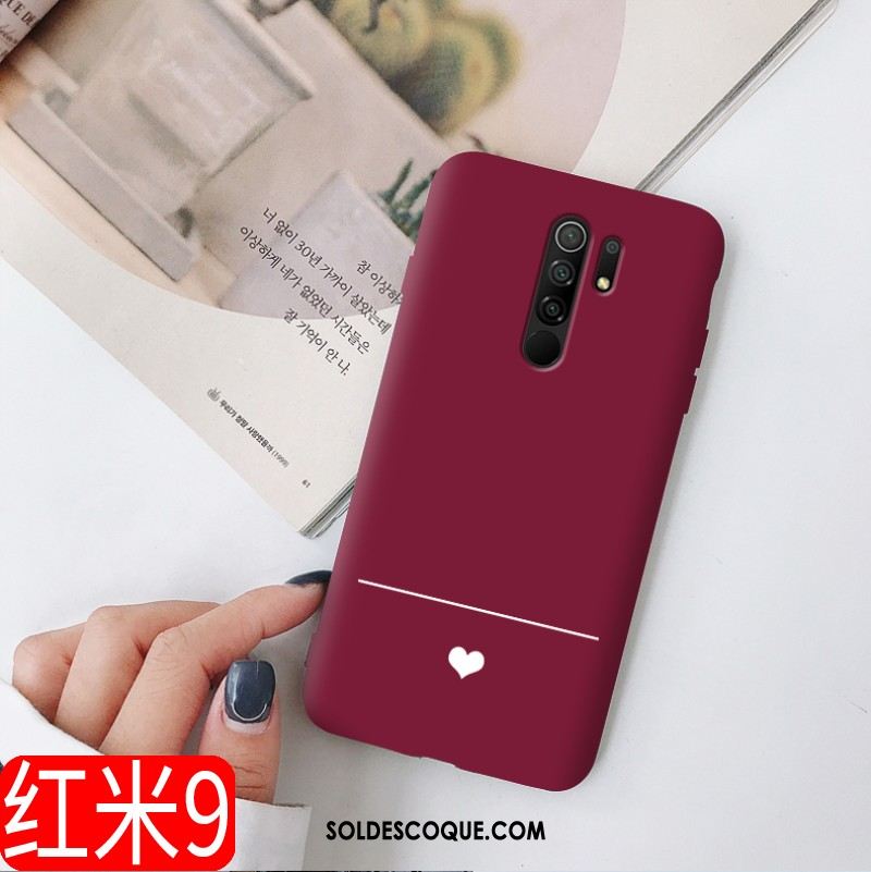Coque Redmi 9 Vin Rouge Délavé En Daim Étui Tout Compris Téléphone Portable Soldes