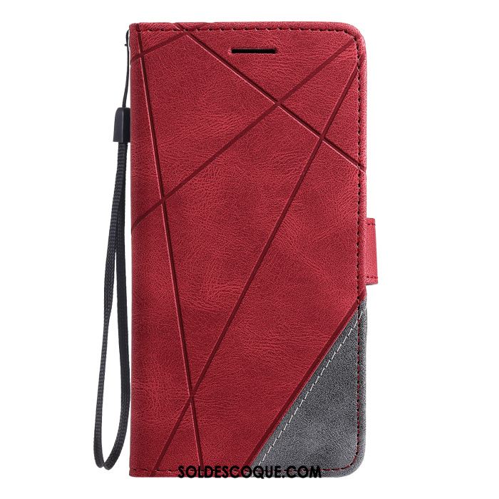 Coque Redmi Note 9 Pro Rouge Protection Couture Couleurs Étui Clamshell Pas Cher