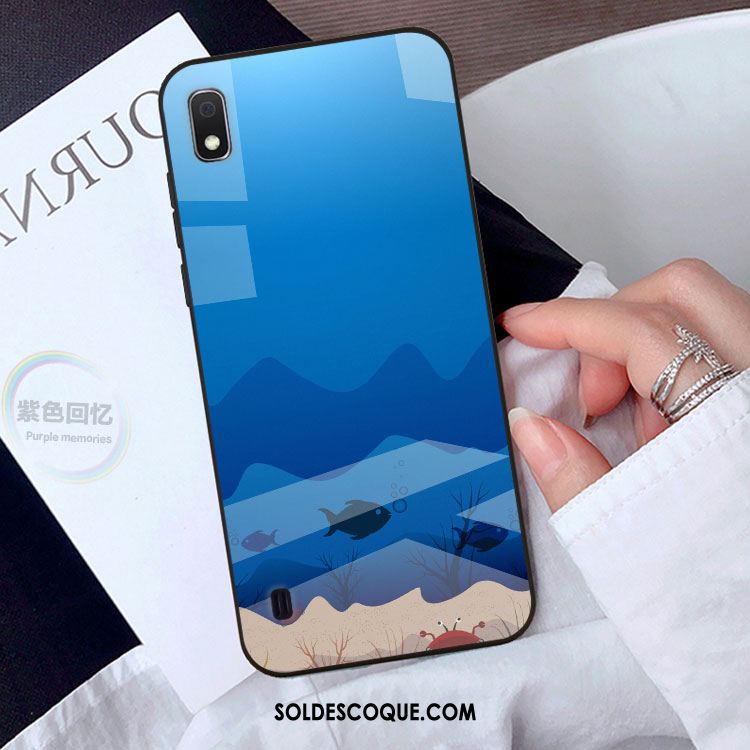 Coque Samsung Galaxy A10 Incassable Étoile Verre Bleu Téléphone Portable Housse Pas Cher