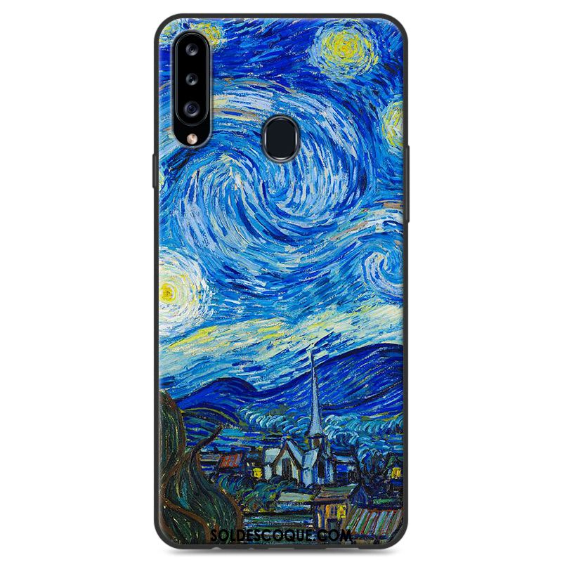 Coque Samsung Galaxy A20s Silicone Peinture Protection Bleu Téléphone Portable En Vente