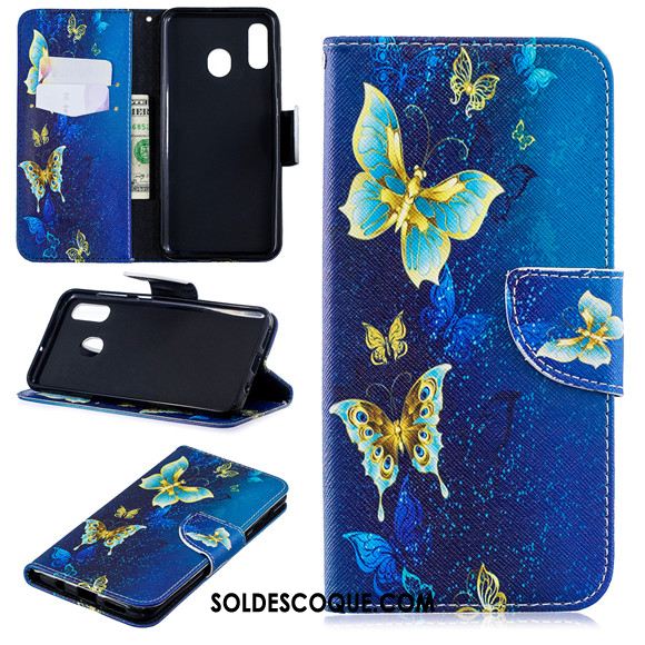 Coque Samsung Galaxy A40 Protection Bleu Étui En Cuir Téléphone Portable Clamshell En Vente