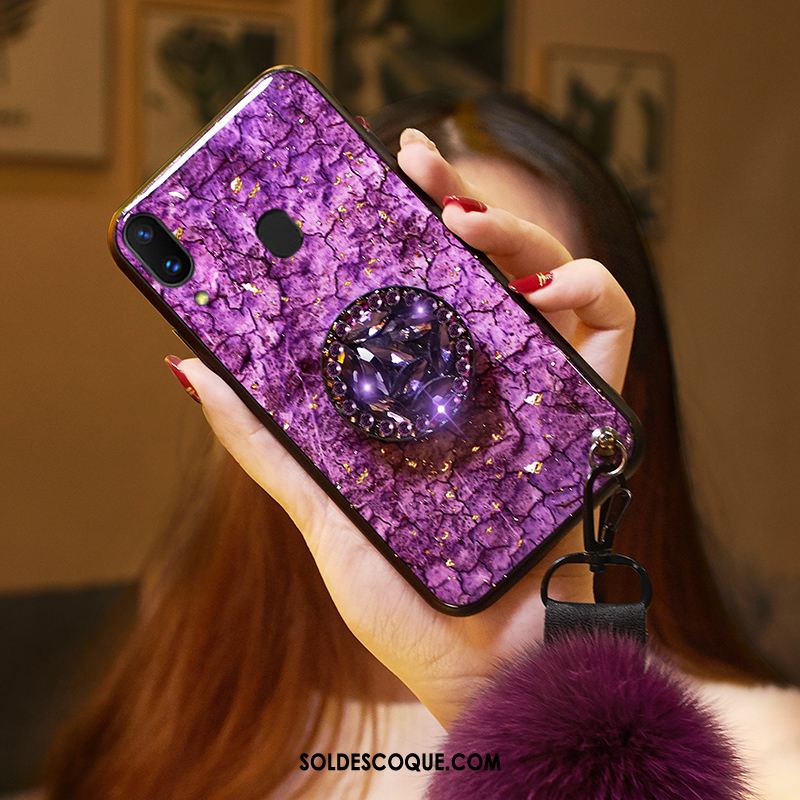 Coque Samsung Galaxy A40 Protection Téléphone Portable Peluche Silicone Violet Soldes