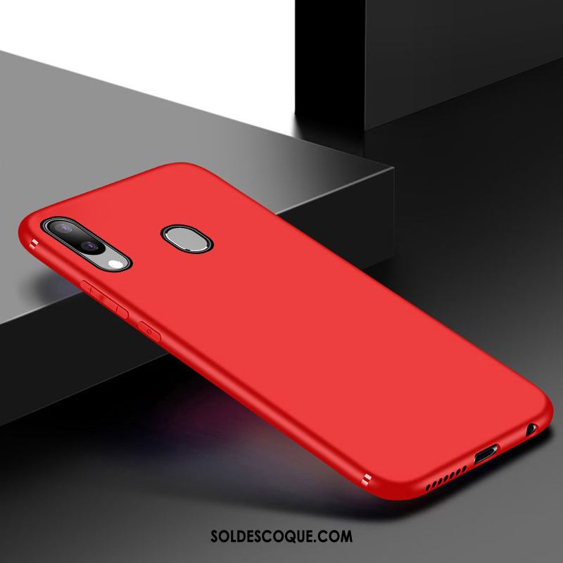 Coque Samsung Galaxy A40 Rouge Téléphone Portable Délavé En Daim Fluide Doux Étoile Pas Cher