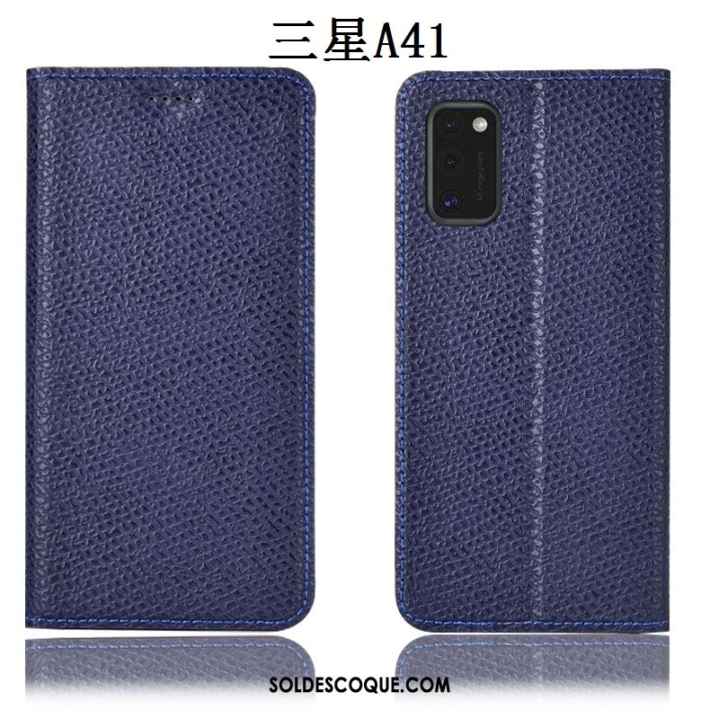 Coque Samsung Galaxy A41 Protection Bleu Marin Incassable Téléphone Portable Étui En Cuir Housse France