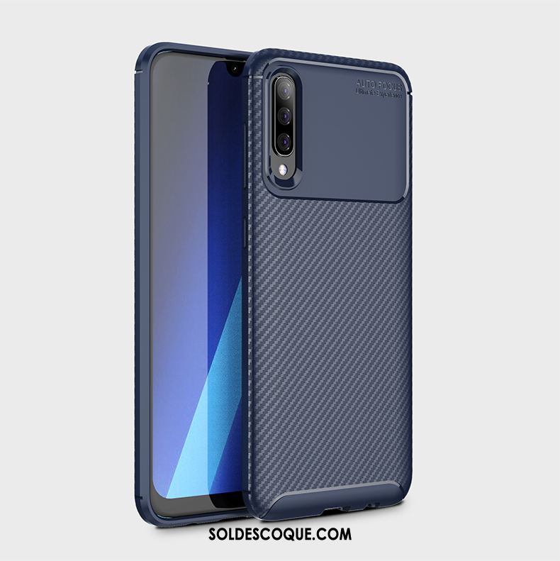 Coque Samsung Galaxy A50 Incassable Téléphone Portable Fibre Bleu Protection Pas Cher
