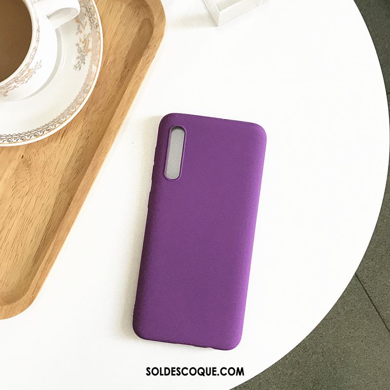 Coque Samsung Galaxy A50s Fluide Doux Violet Téléphone Portable Couleur Unie Délavé En Daim Pas Cher