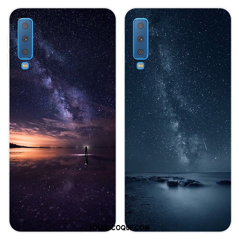 Coque Samsung Galaxy A7 2018 Étoile Fluide Doux Étui Protection Violet En Ligne