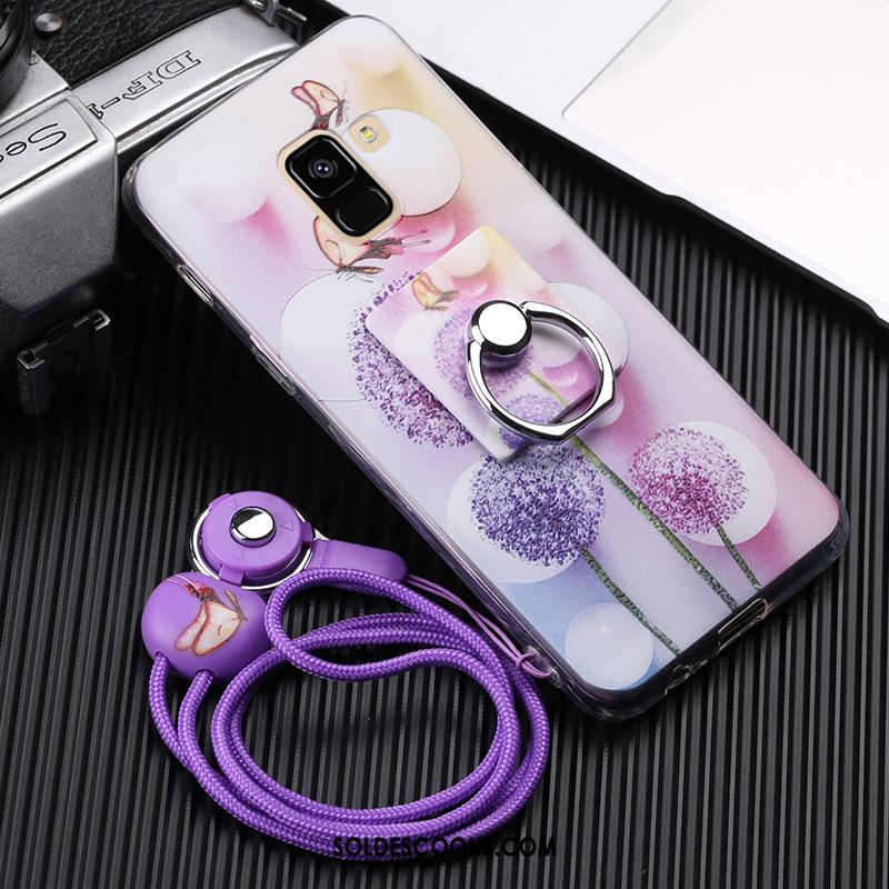 Coque Samsung Galaxy A8 2018 Anneau Étoile Violet Téléphone Portable Pas Cher