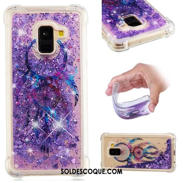Coque Samsung Galaxy A8 2018 Étoile Quicksand Protection Téléphone Portable Violet Pas Cher