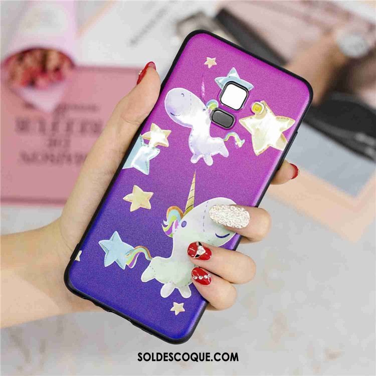 Coque Samsung Galaxy A8 2018 Étui Créatif Violet Dessin Animé Étoile Pas Cher
