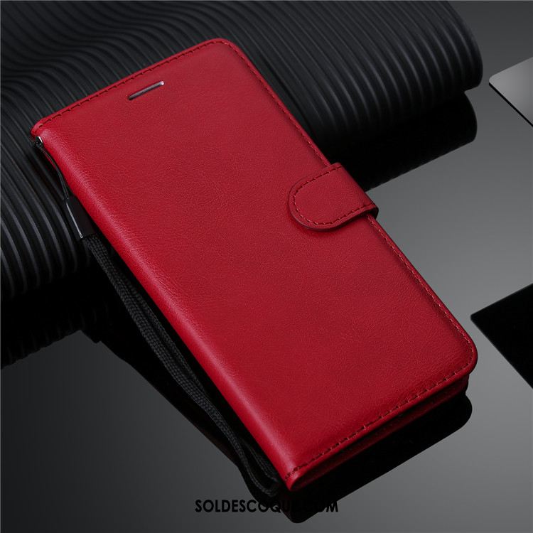Coque Samsung Galaxy J6 Protection Support Étui En Cuir Rouge Couleur Unie Housse Soldes