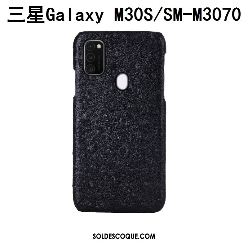 Coque Samsung Galaxy M30s Cuir Véritable Étui Téléphone Portable Étoile Protection Soldes