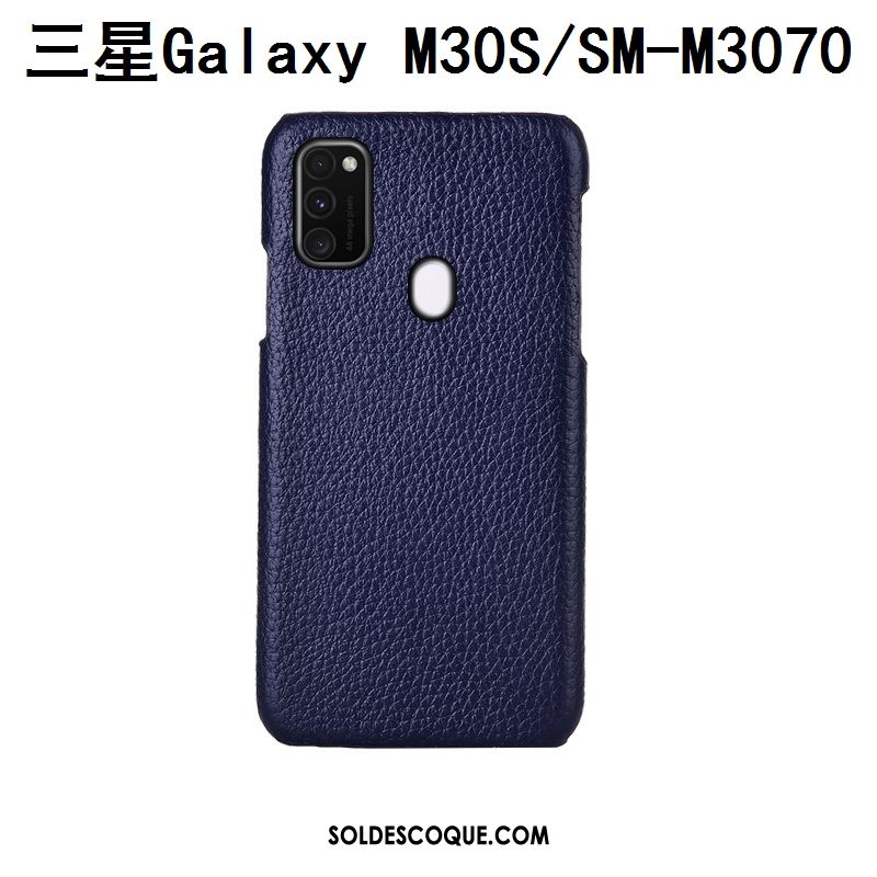 Coque Samsung Galaxy M30s Incassable Téléphone Portable Personnalisé Protection Litchi Soldes