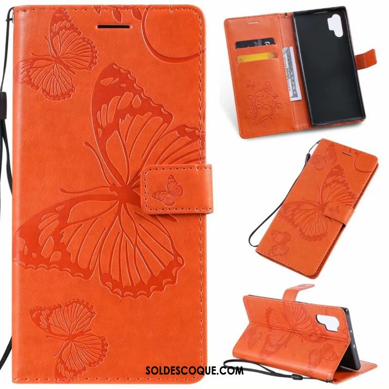 Coque Samsung Galaxy Note 10+ Fluide Doux Étoile Étui En Cuir Orange Téléphone Portable Pas Cher