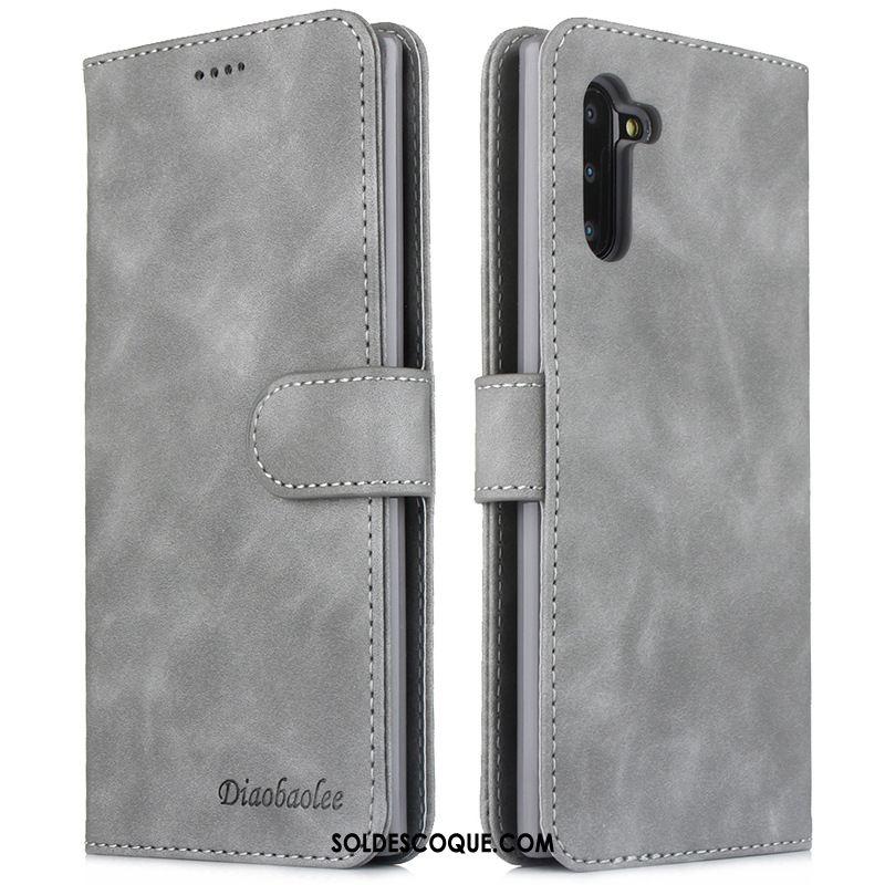 Coque Samsung Galaxy Note 10 Gris Étui En Cuir Étoile Téléphone Portable Pas Cher