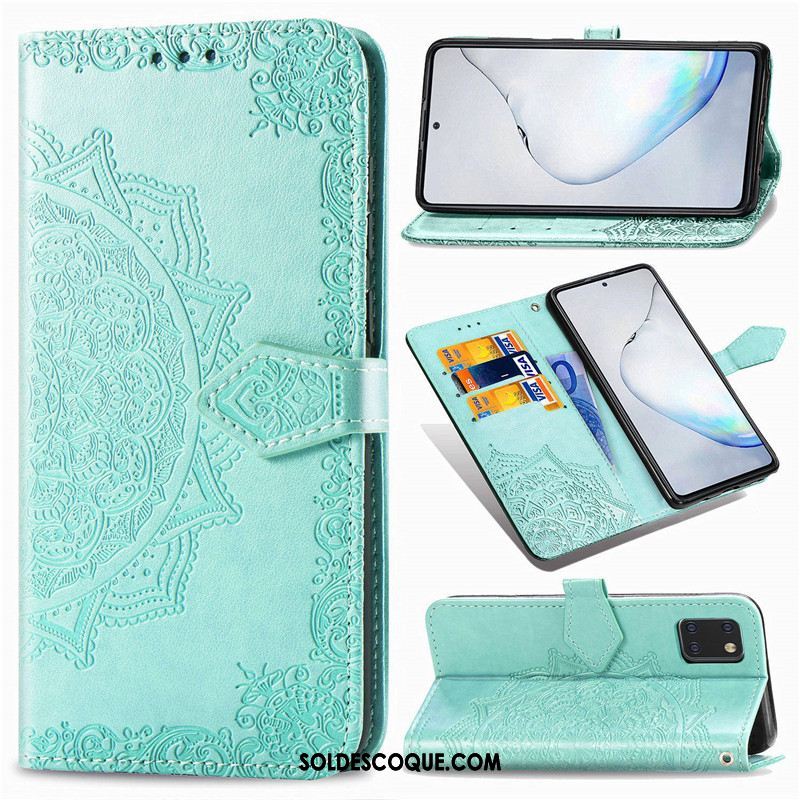 Coque Samsung Galaxy Note 10 Lite Vert Téléphone Portable Étui Étoile Gaufrage En Ligne