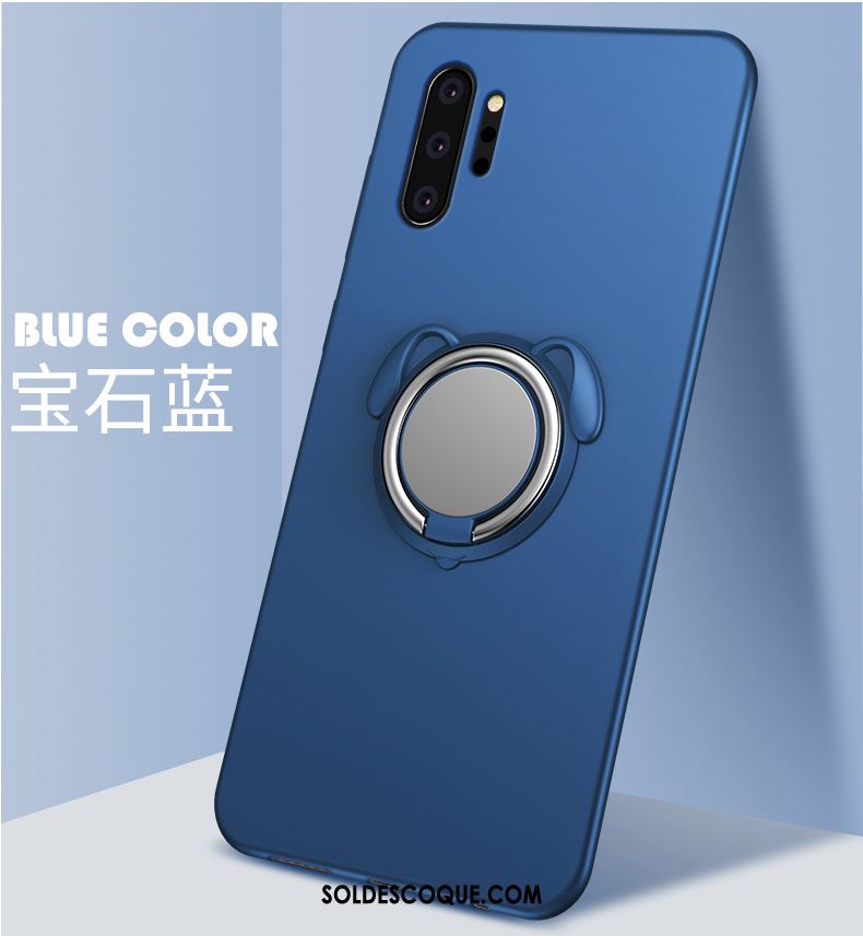 Coque Samsung Galaxy Note 10+ Support Anneau À Bord Bleu Incassable Pas Cher