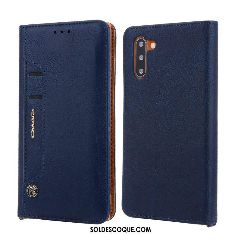 Coque Samsung Galaxy Note 10 Téléphone Portable Étoile Bleu Étui En Cuir Carte France