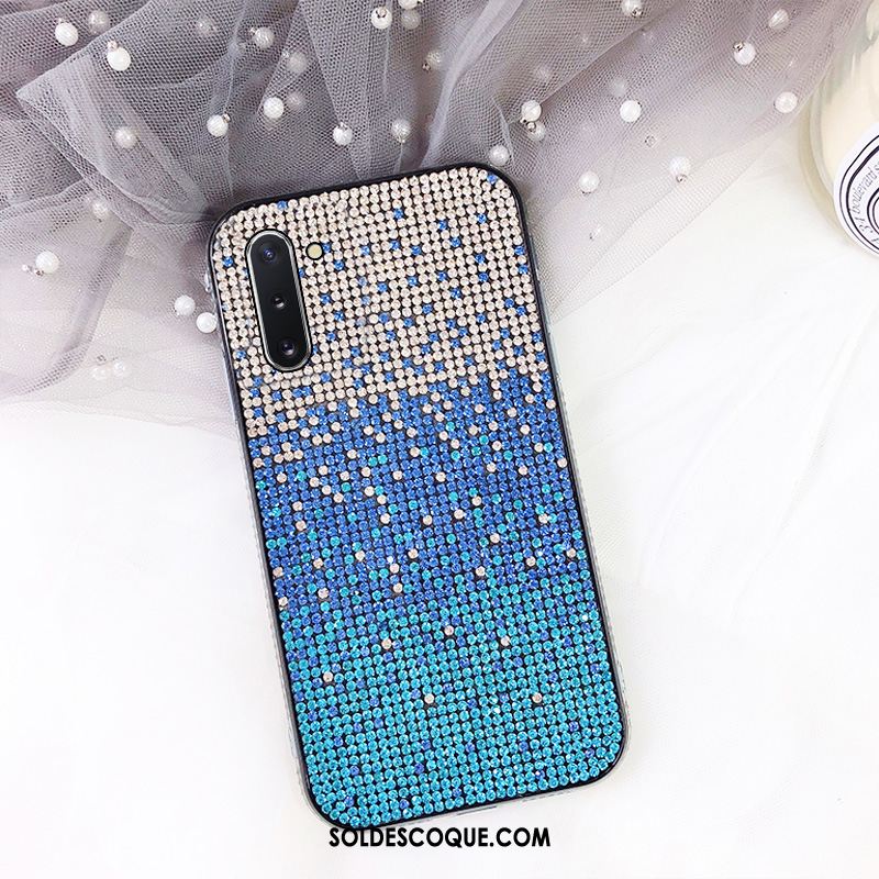 Coque Samsung Galaxy Note 10 Étoile Membrane Bleu Dégradé Incruster Strass Pas Cher