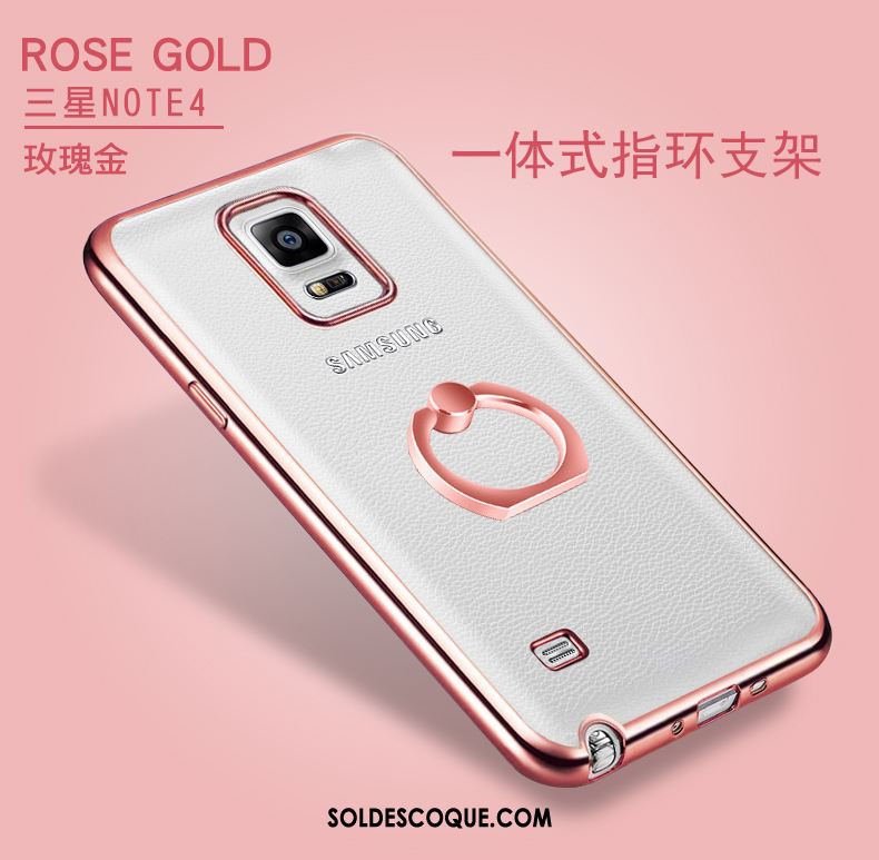 Coque Samsung Galaxy Note 4 Incassable Or Rose Support Protection Transparent Housse En Vente