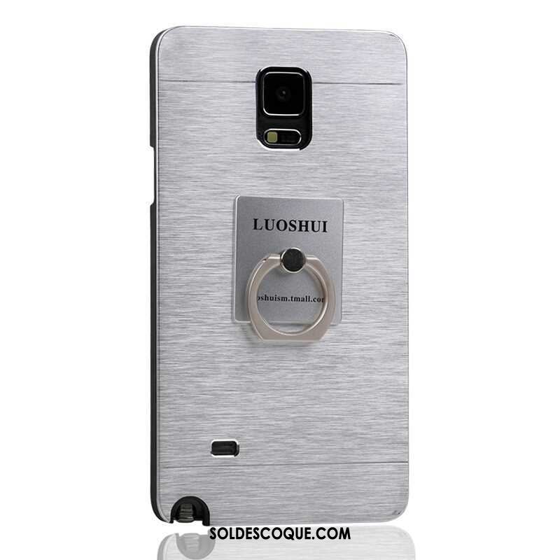 Coque Samsung Galaxy Note 4 Support Protection Anneau Gris Incassable Pas Cher