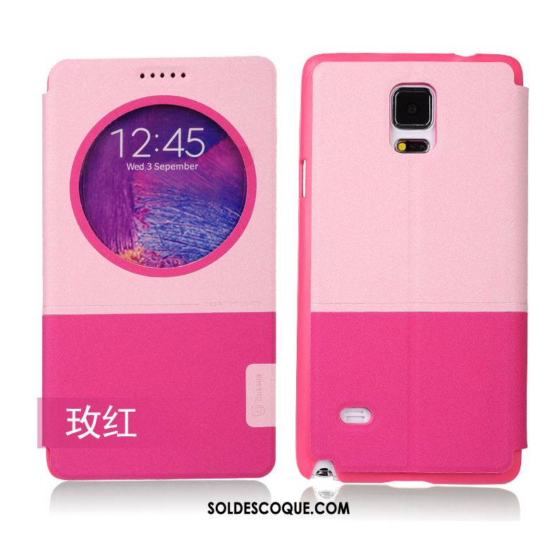 Coque Samsung Galaxy Note 4 Téléphone Portable Étui En Cuir Étoile Protection Rouge Pas Cher