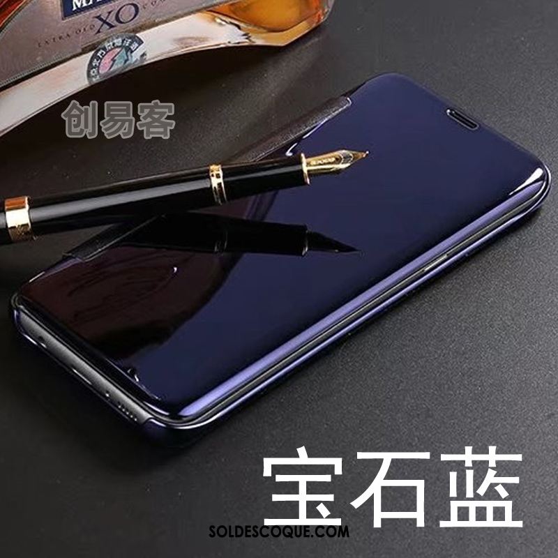 Coque Samsung Galaxy Note 4 Étui En Cuir Miroir Protection Étoile Bleu En Vente