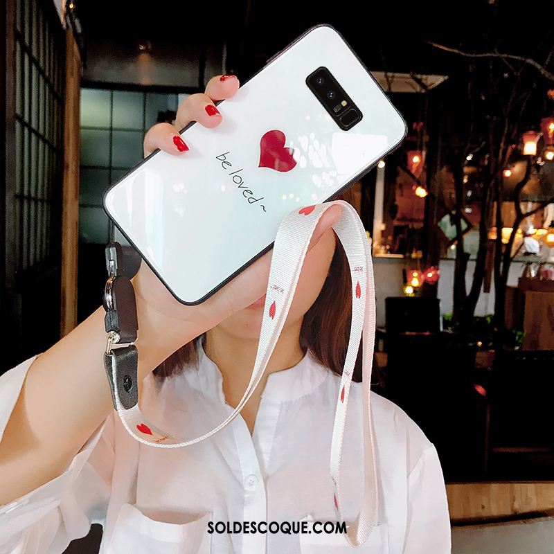 Coque Samsung Galaxy Note 8 Verre Blanc Téléphone Portable Étoile Marque De Tendance Pas Cher