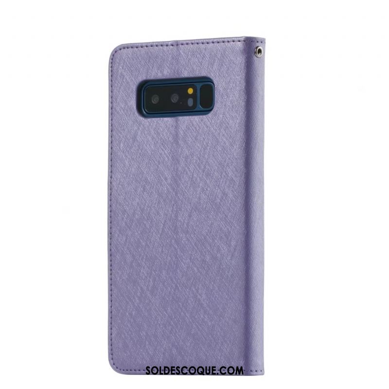 Coque Samsung Galaxy Note 8 Étui En Cuir Étoile Portefeuille Violet Protection Pas Cher