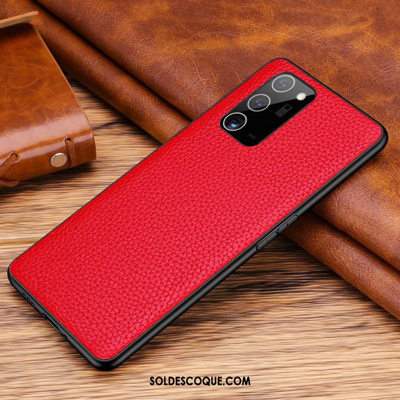 Coque Samsung Galaxy Note20 Étui En Cuir Couvercle Arrière Rouge Étoile Tout Compris Pas Cher