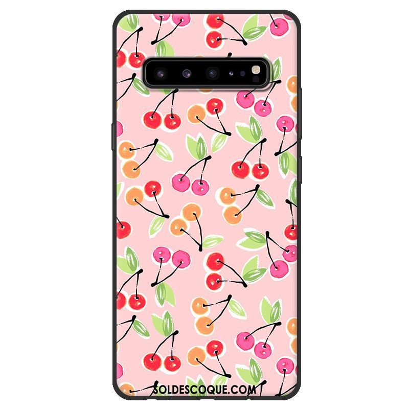 Coque Samsung Galaxy S10 5g Rose Fluide Doux Délavé En Daim Noir Téléphone Portable En Ligne